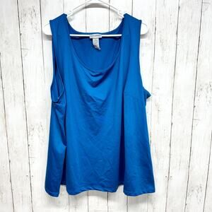 Catherines Tank Top Women 3X (26/28W) Blue Solid Sleeveless Pullover Blouse